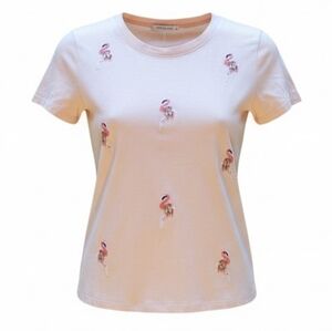 Women’s Short Sleeve Pink Flamingo Embroidered Tee